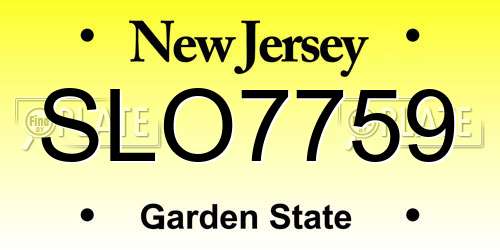 SLO7759 New Jersey License Plate