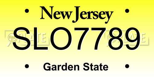 SLO7789 New Jersey License Plate