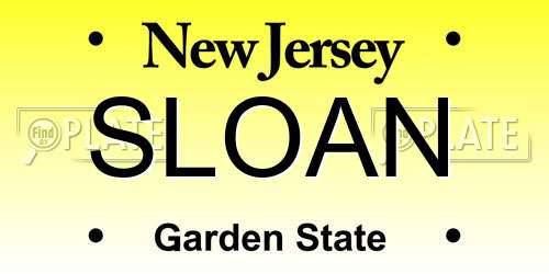 SLOAN New Jersey License Plate