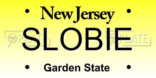 SLOBIE New Jersey License Plate