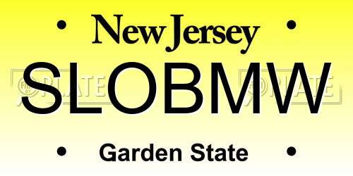 SLOBMW New Jersey License Plate