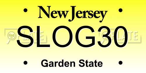 SLOG30 New Jersey License Plate