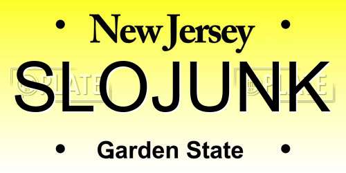 SLOJUNK New Jersey License Plate