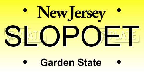SLOPOET New Jersey License Plate