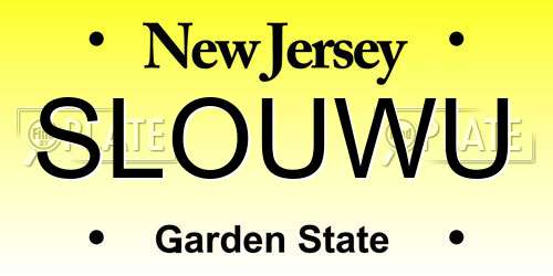 SLOUWU New Jersey License Plate