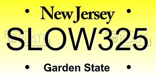 SLOW325 New Jersey License Plate