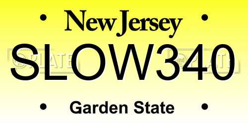 SLOW340 New Jersey License Plate