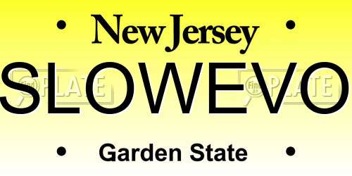 SLOWEVO New Jersey License Plate
