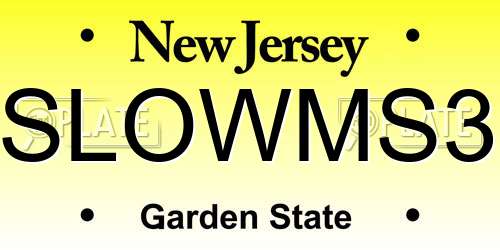 SLOWMS3 New Jersey License Plate