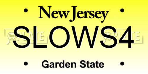 SLOWS4 New Jersey License Plate