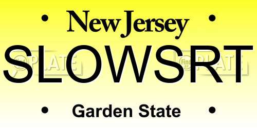 SLOWSRT New Jersey License Plate