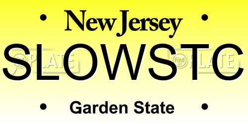 SLOWSTC New Jersey License Plate