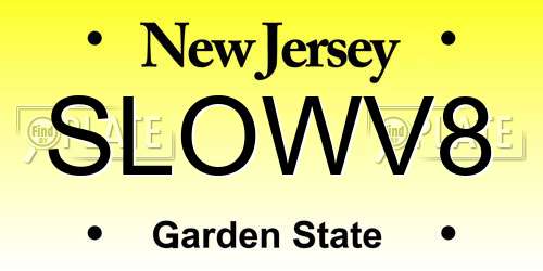 SLOWV8 New Jersey License Plate