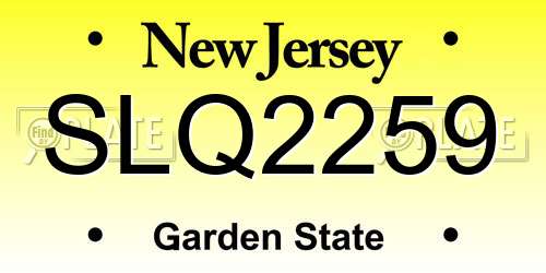 SLQ2259 New Jersey License Plate