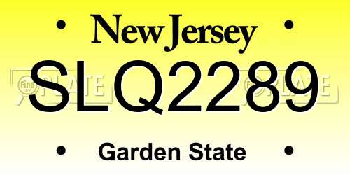 SLQ2289 New Jersey License Plate