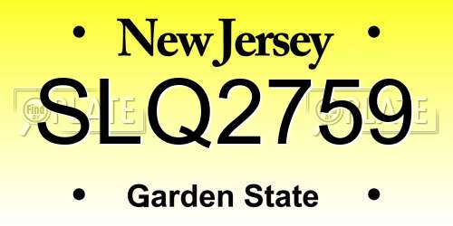 SLQ2759 New Jersey License Plate