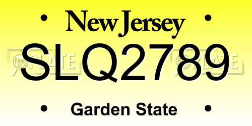 SLQ2789 New Jersey License Plate