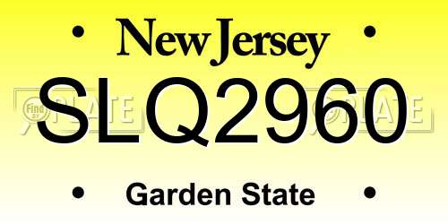 SLQ2960 New Jersey License Plate
