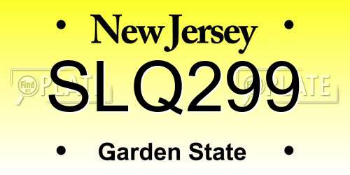 SLQ299 New Jersey License Plate
