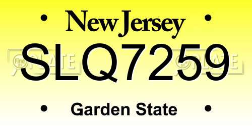 SLQ7259 New Jersey License Plate