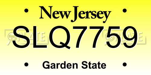 SLQ7759 New Jersey License Plate