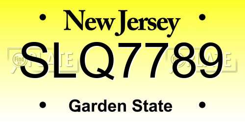 SLQ7789 New Jersey License Plate
