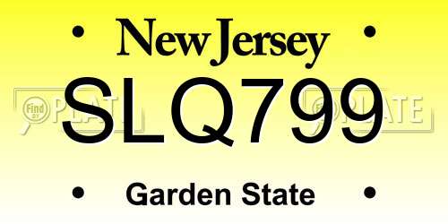 SLQ799 New Jersey License Plate