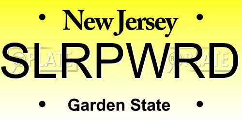 SLRPWRD New Jersey License Plate