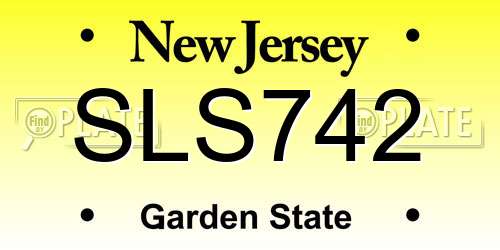 SLS742 New Jersey License Plate