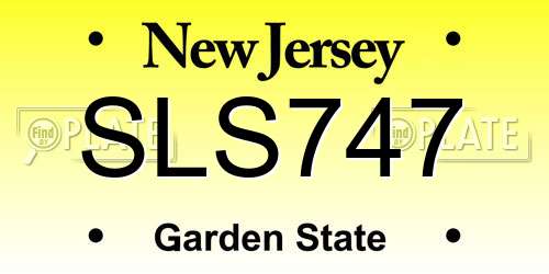 SLS747 New Jersey License Plate