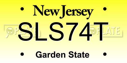 SLS74T New Jersey License Plate