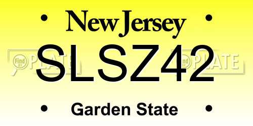 SLSZ42 New Jersey License Plate