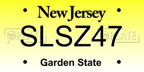 SLSZ47 New Jersey License Plate