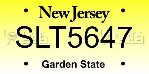 SLT5647 New Jersey License Plate