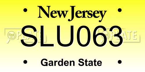 SLU063 New Jersey License Plate