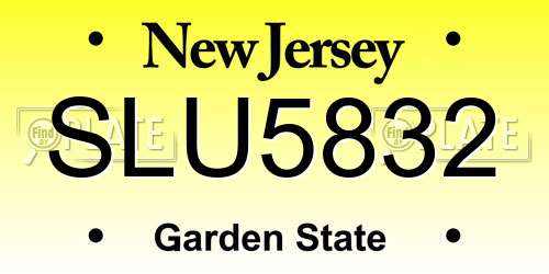 SLU5832 New Jersey License Plate