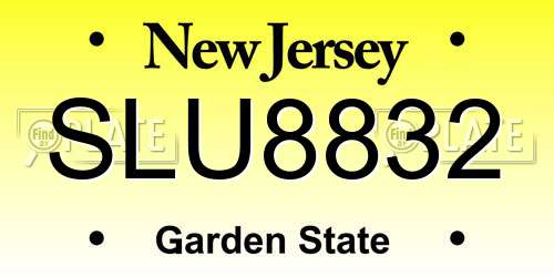 SLU8832 New Jersey License Plate