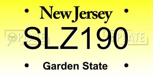 SLZ190 New Jersey License Plate