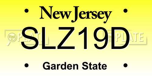 SLZ19D New Jersey License Plate
