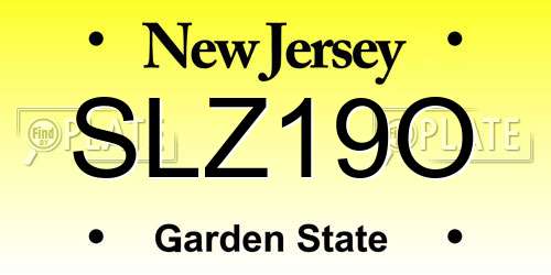 SLZ19O New Jersey License Plate