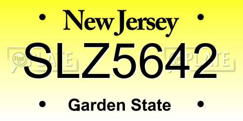 SLZ5642 New Jersey License Plate