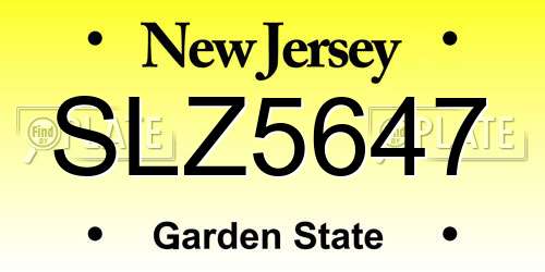 SLZ5647 New Jersey License Plate