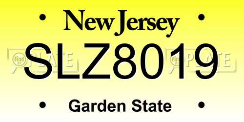 SLZ8019 New Jersey License Plate