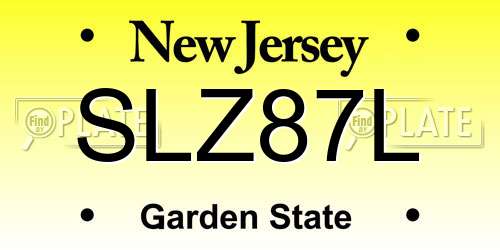 SLZ87L New Jersey License Plate