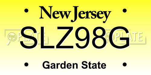 SLZ98G New Jersey License Plate