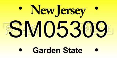 SM05309 New Jersey License Plate