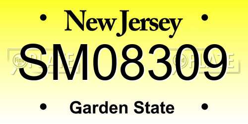 SM08309 New Jersey License Plate