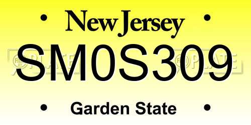 SM0S309 New Jersey License Plate