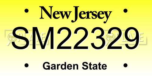 SM22329 New Jersey License Plate