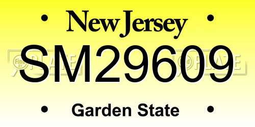SM29609 New Jersey License Plate